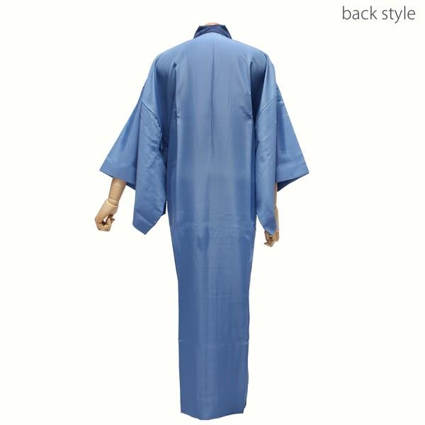 洗える長襦袢 男性用 「ブルー地 襟紺」 長襦袢単品 メンズ 男用 S M L 2L 3Lサイズ 和装下着 着物 【メール便不可】