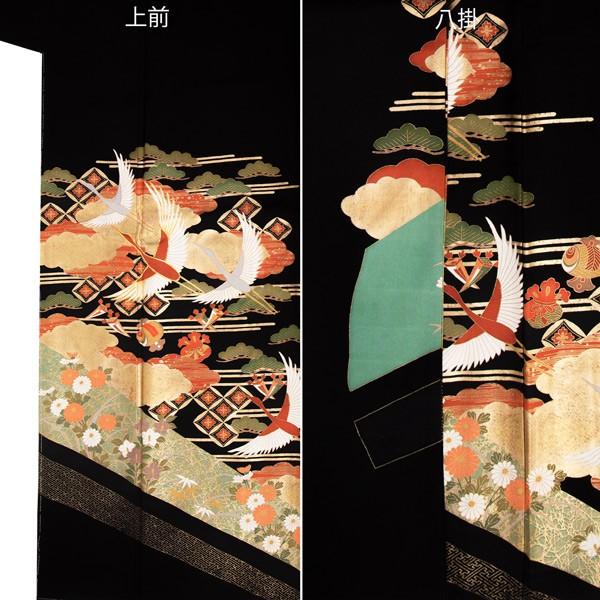 黒留袖 お仕立て上がり 単品 「雲に鶴、七宝」 紋入れ代込み