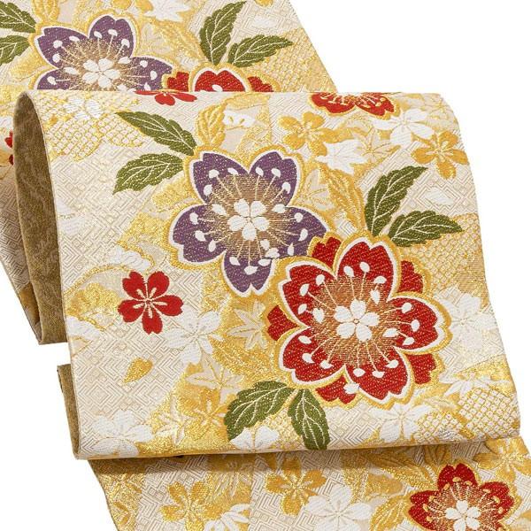 振袖 帯 白地 桜二連 日本製 西陣織 証紙番号2293 絹 未仕立て 六通柄 振袖用 袋帯 振袖帯 T メール便不可 0474 京都きもの町 通販 Yahoo ショッピング