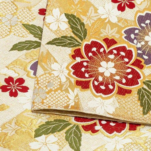Prices down2）振袖 帯 「白地 桜二連」 日本製 西陣織 証紙番号2293 