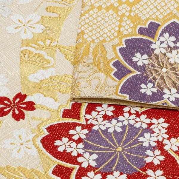 Prices down2)振袖 帯 「白地 桜花」 日本製 西陣織 証紙番号 Prices down2)振袖 帯 「白地 桜花」 日本製 西陣織 証紙番号