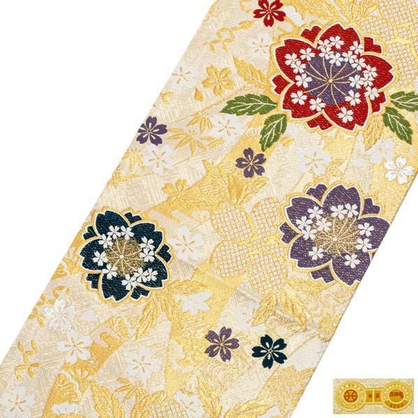 Prices down2)振袖 帯 「白地 桜花」 日本製 西陣織 証紙番号 Prices down2)振袖 帯 「白地 桜花」 日本製 西陣織 証紙番号