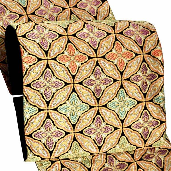 Prices down4）袋帯 フォーマル 礼装袋帯「黒地 七宝花菱」じゅらく