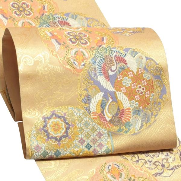 逸品美しいキモノ掲載柄新品西陣織高級唐織袋帯【綿芯仕立付き】青海波文様