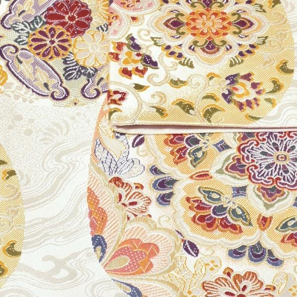 Prices down4）袋帯 フォーマル 礼装袋帯「シルバー 貝合わせに華紋