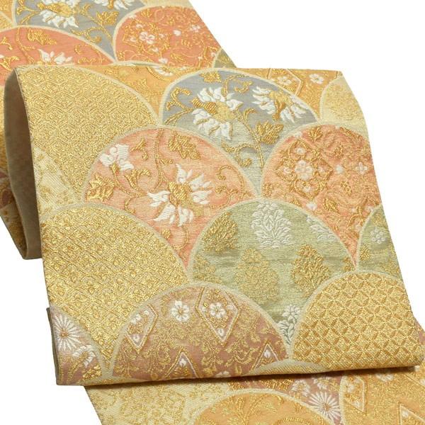 【Prices down】礼装 袋帯 フォーマル 「生成り色地 青海波、華文」 日本製 西陣織 西陣織証紙番号No.1810 浅田叡一織物 絹 未仕立て 六通柄 訪問着用 色留袖用 礼装袋帯 【メール便不可】＜T＞ss2512ofk35 Prices down3）礼装 袋帯 フォーマル「生成り色地 青海波、華文」日本