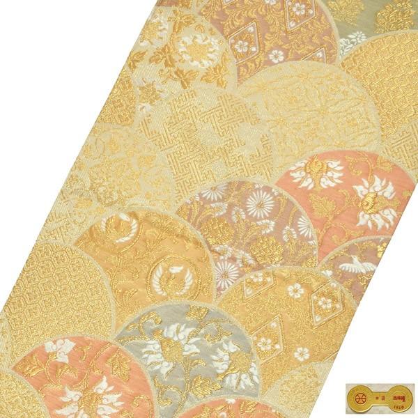 Prices down3）礼装 袋帯 フォーマル「生成り色地 青海波、華文」日本