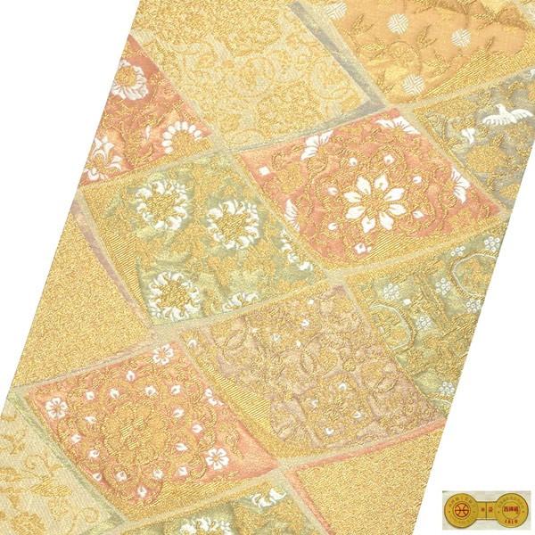 Prices down3）礼装 袋帯 フォーマル「生成り色地 雲に色紙」日本製