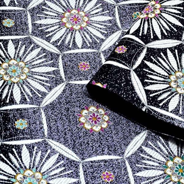 帯袋帯黒絹シルク時代祭礼文様