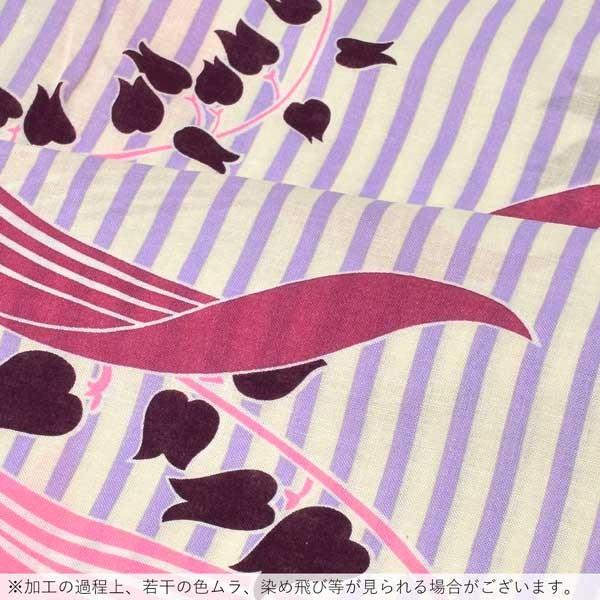 浴衣 レディース 単品 「白×パープル、ストライプ スズラン」 フリーサイズ レトロ モダン 大人柄 女性浴衣単品 女浴衣 ゆかた yukata 【メール便不可】
