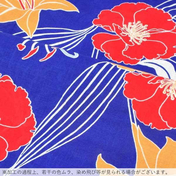 浴衣 レディース 単品 「青地 マツバボタン、赤、山吹色」 フリーサイズ レトロ モダン 大人柄 女性浴衣単品 女浴衣 ゆかた yukata 【メール便不可】