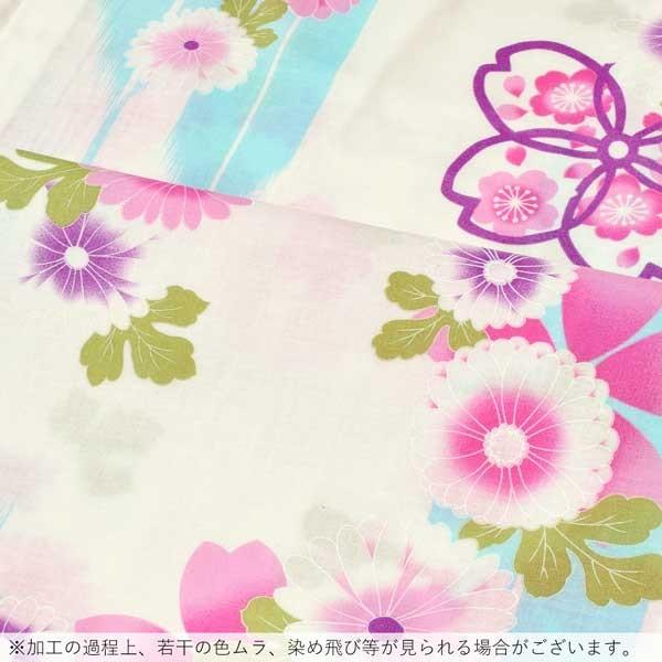 浴衣 レディース 単品 「白地 矢羽根に菊」 フリーサイズ レトロ モダン 大人柄 女性浴衣単品 女浴衣 ゆかた yukata 【メール便不可】