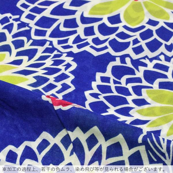 浴衣 レディース 単品 「青地 八重菊、黄緑」 フリーサイズ レトロ モダン 大人柄 女性浴衣単品 女浴衣 ゆかた yukata 【メール便不可】