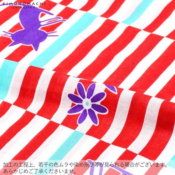 浴衣 レディース 単品 「赤ストライプ 猫、深紫」 フリーサイズ レトロ モダン 大人柄 女性浴衣単品 女浴衣 ゆかた yukata 【メール便不可】