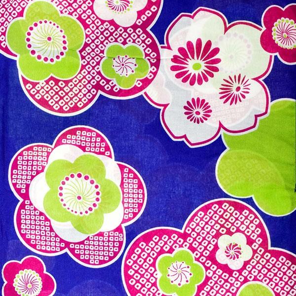 浴衣 レディース 単品 「青色 梅、赤紫」 フリーサイズ レトロ モダン 大人柄 女性浴衣単品 女浴衣 ゆかた yukata 【メール便不可】