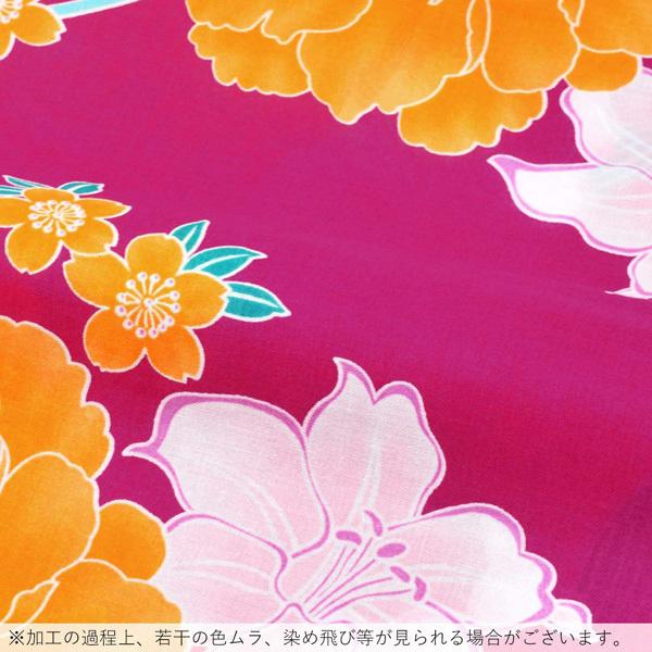 浴衣 レディース 単品 「赤紫地 牡丹に百合」 フリーサイズ レトロ モダン 大人柄 女性浴衣単品 女浴衣 ゆかた yukata 【メール便不可】