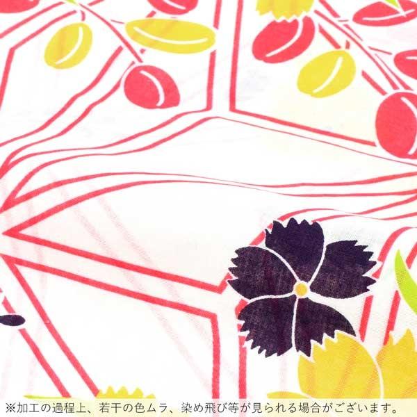 浴衣 レディース 単品 「白地　麻の葉に撫子」 フリーサイズ レトロ モダン 大人柄 女性浴衣単品 女浴衣 ゆかた yukata 【メール便不可】