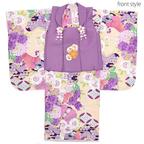 七五三 着物 3歳 ブランド被布セット ぷちぷり 「藤色 桜七宝紫 七五三 着物 3歳 ブランド被布セット ぷちぷり 「藤色 桜七宝紫