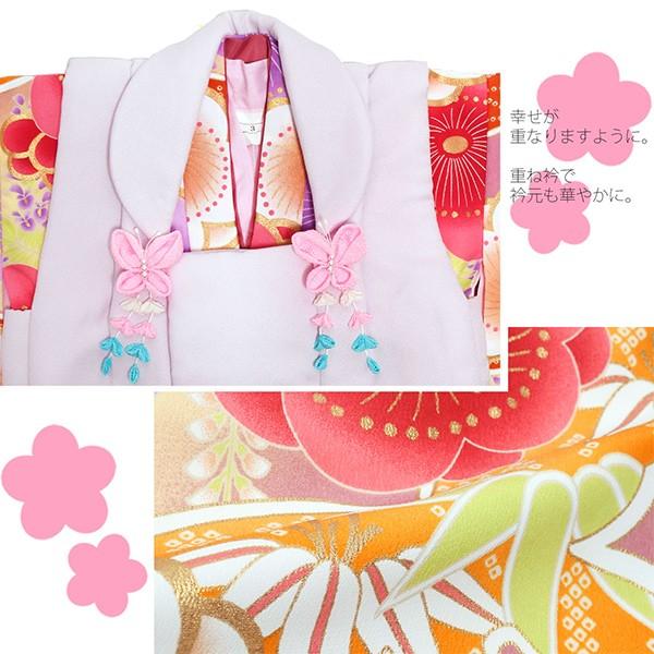 七五三 着物 3歳 ブランド被布セット ぷちぷり 「パープル 蝶竹 七五三 着物 3歳 ブランド被布セット ぷちぷり 「パープル 蝶竹