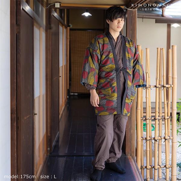 半纏 メンズ はんてん リバーシブル メーカー直売 紺地 龍 青 扇 赤 綿半纏 丹前 綿入れ袢纏 メール便不可 H 和柄 どてら 男性用 中綿入り