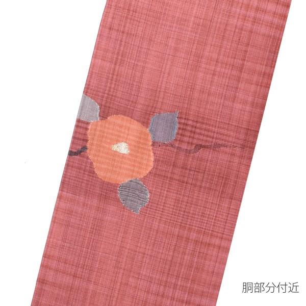 帯 正絹 名古屋帯 「赤色 椿」 お仕立て上がり名古屋帯 お太鼓柄 洒落
