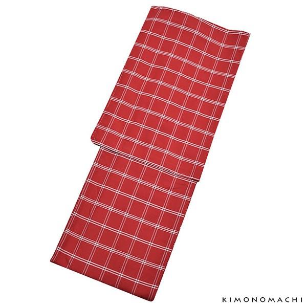 KIMONOMACHI 洗える着物 木綿着物 単品 「赤色×白色格子」 お仕立て