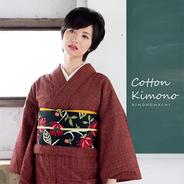 KIMONOMACHI 洗える着物 木綿着物 単品 「ボルドー格子」 お仕立て 