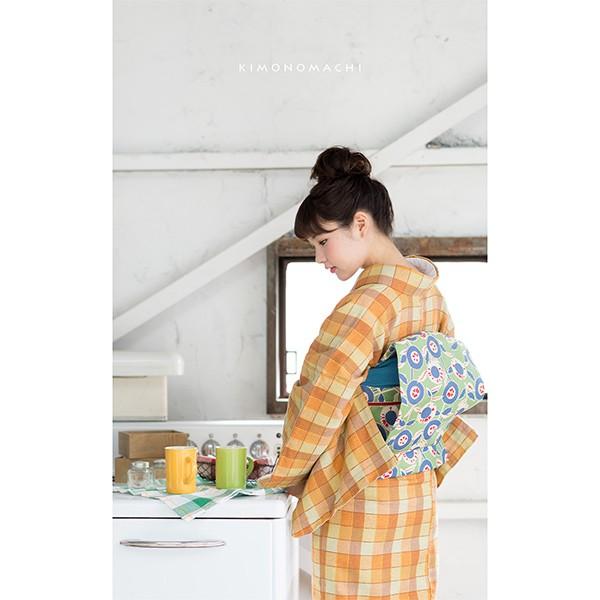 木綿着物 伊勢木綿 単衣 バチ衿 洗える着物 チェック模様 白x紺x赤