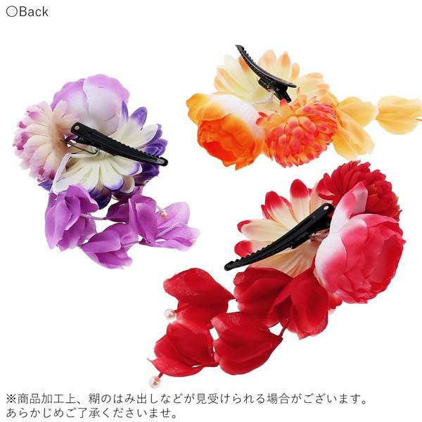 浴衣 髪飾り 送料無料激安祭 お花のクリップ髪飾り 赤 オレンジ 紫 ヘアアクセサリー 着物 大人 レディース メール便不可 髪飾り単品 子供