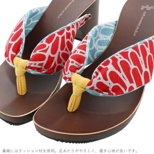 下駄 レディース 「みずとりの下駄 hitete KCL-09-L 伊砂文様・菊×アカ