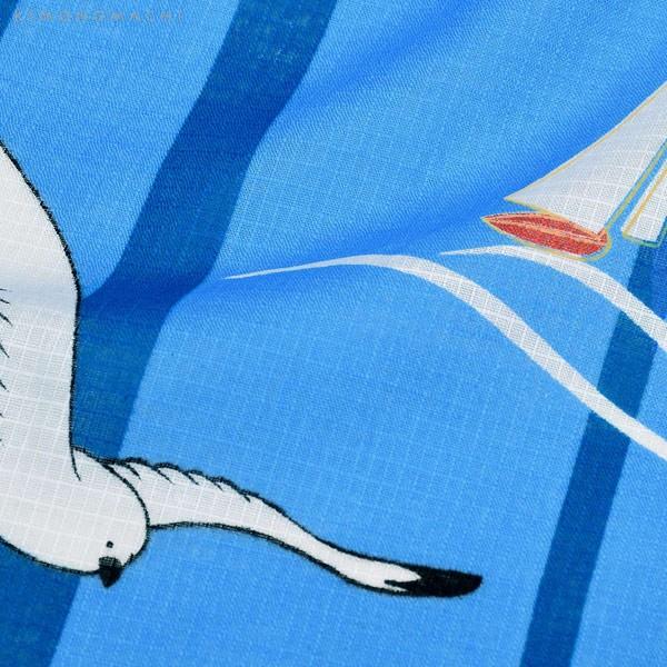 浴衣 子供 女の子 子供浴衣セット（浴衣＋帯） 浴衣2点セット 「ブルー ヨットとカモメ」110 120 130 140 150 5サイズ KIMONOMACHIオリジナル 花火大会 夏祭り 夕涼み おうち時間 こども 子ども キッズ ジュニア ゆかた 【メール便不可】