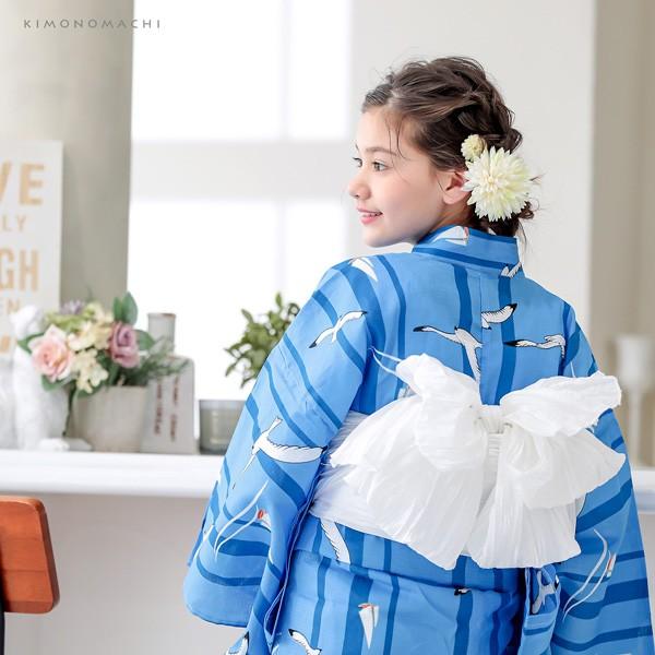 浴衣 子供 女の子 子供浴衣セット（浴衣＋帯） 浴衣2点セット 「ブルー ヨットとカモメ」110 120 130 140 150 5サイズ KIMONOMACHIオリジナル 花火大会 夏祭り 夕涼み おうち時間 こども 子ども キッズ ジュニア ゆかた 【メール便不可】