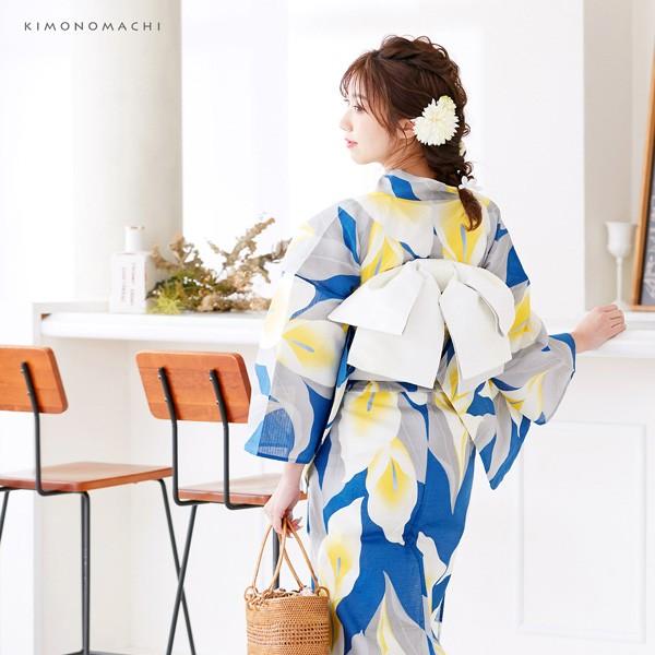 KIMONOMACHI レディース 浴衣2点セット(浴衣+帯)「浴衣 紺色