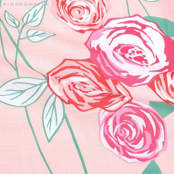 浴衣 レディース セット 浴衣2点セット(浴衣+帯)「浴衣:ピンク 薔薇+帯:白 レトロフラワー」 大人柄 個性的 レトロモダン 花火大会 夏祭り 女性用浴衣 女性浴衣 ゆかた yukata 【メール便不可】