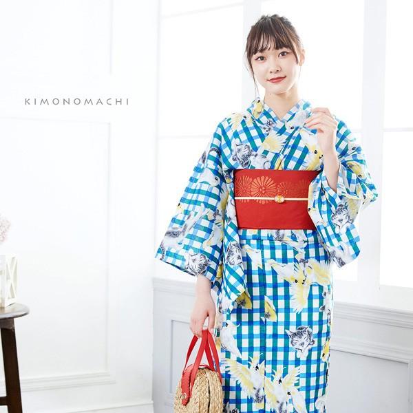 KIMONOMACHI レディース 浴衣2点セット(浴衣+帯)「浴衣 緑x青 KIMONOMACHI レディース 浴衣2点セット(浴衣+帯)「浴衣 緑x青
