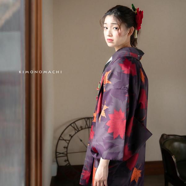 羽織 単品 KIMONOMACHI オリジナル 「楓 深紫」 ポリエステル 洗える羽織 きもの福袋から飛び出したオリジナル羽織 京都きもの町オリジナル カジュアル着物 【メール便不可】