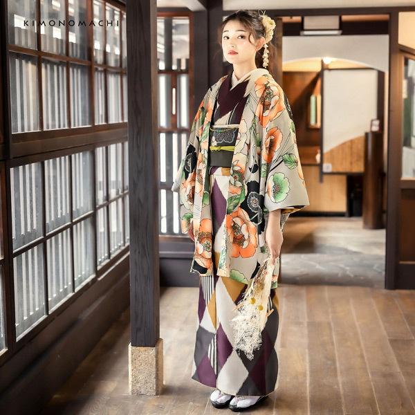 KIMONOMACHI 羽織 着物 女性 洗える 単品「ポピー ベージュ