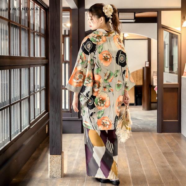 羽織 着物 女性 洗える 単品 ポピー ベージュ Kimonomachi オリジナル ポリエステル 洗える羽織 レディース 小紋 メール便不可 0412 京都きもの町 通販 Yahoo ショッピング