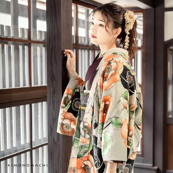 KIMONOMACHI 羽織 着物 女性 洗える 単品「ポピー ベージュ