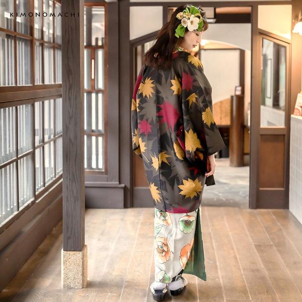 羽織 単品 KIMONOMACHI オリジナル 「楓 こげ茶」 ポリエステル 洗える羽織 きもの福袋から飛び出したオリジナル羽織 京都きもの町オリジナル カジュアル着物 【メール便不可】