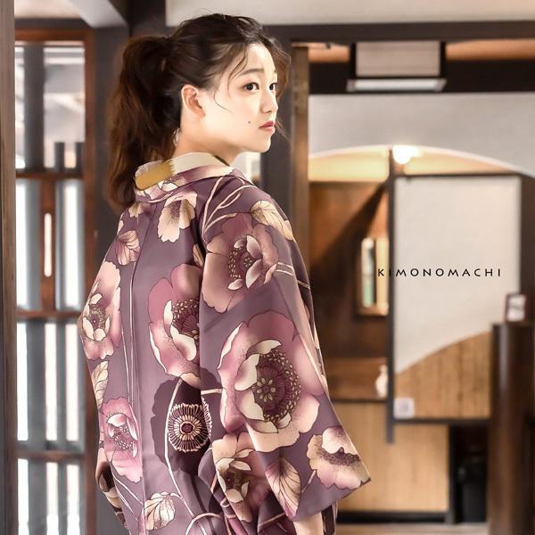 KIMONOMACHI 羽織 着物 女性 洗える 単品「ポピー 浅紫色」 オリジナル