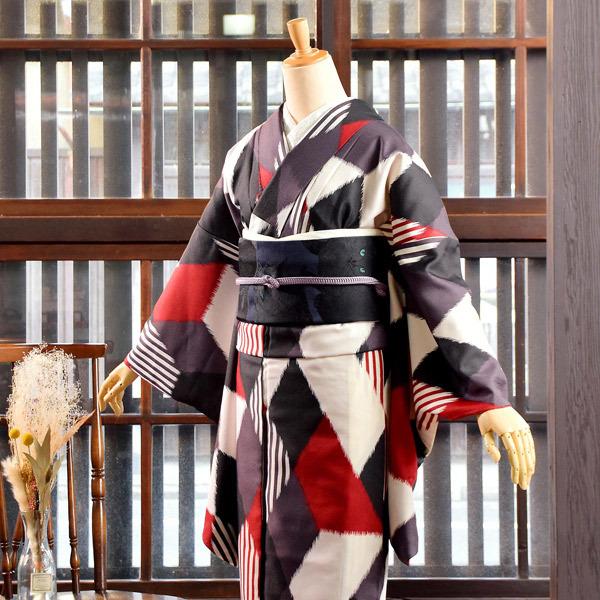 KIMONOMACHI 卒業式 袴 洗える着物 二尺袖 「菱つなぎ 赤 」新作