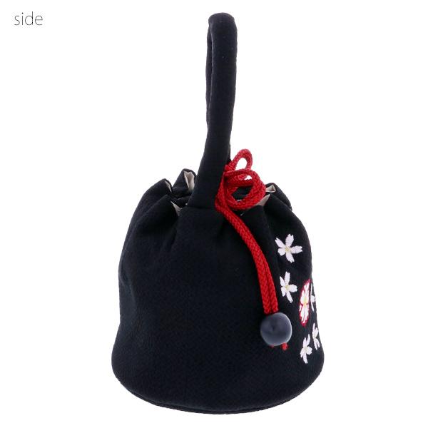 七五三 女の子 巾着 バッグ 単品「ラズベリーレッド・ピンク・黒色