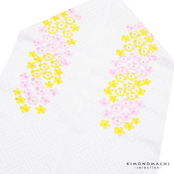 七五三 女の子 刺繍半衿 単品「桜の刺繍 白地・赤地/ピンク×黄色・ピンク・赤×ピンクの刺繍 全4種」 日本製 子供用 刺繍半襟 七五三小物 女児 <H>【メール便対応可】