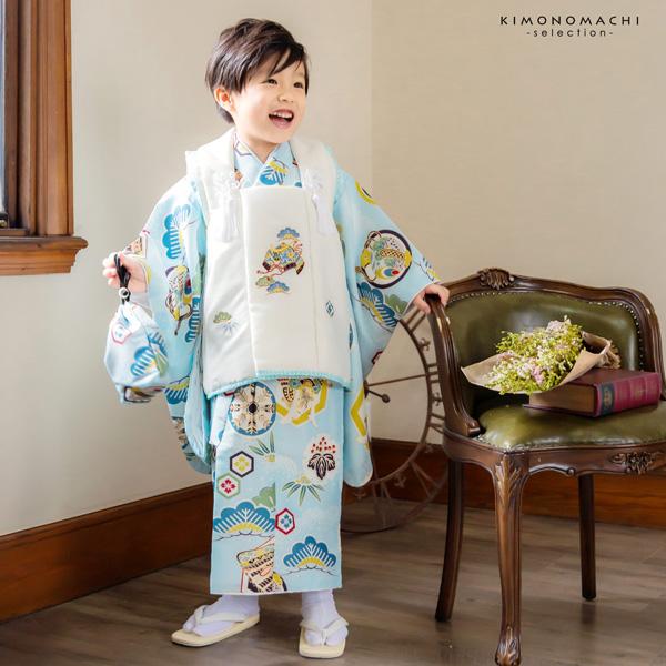 最終値下げ⭐︎七五三 ３歳着物男の子被布セット 90-100cm 七五三 着物 男の子 3歳 被布 セット 市松 黒 鷹 兜 販売 3才