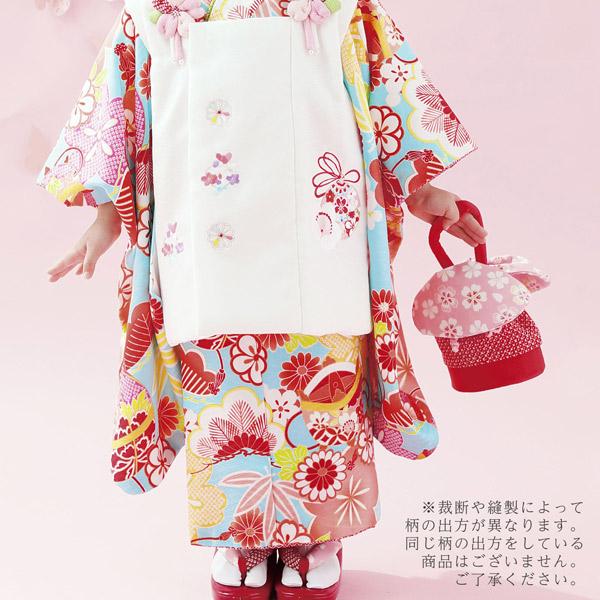 昭和レトロ　フルセット　七五三　７歳　女の子　孔雀羽　赤袋帯　簡単半衿　7083 SOUBIEN レンタル 七五三 7歳 着物セット 女の子 フルセット