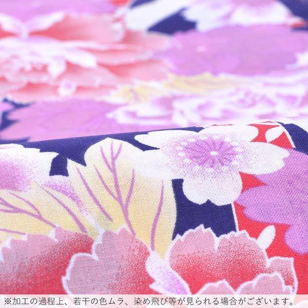 浴衣 レディース 単品 「夏ごころ浴衣 紺 ピンク、赤色の牡丹」 10代