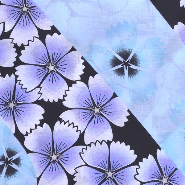 Prices down2）浴衣 レディース 単品 「夏ごころ浴衣 黒地 斜め水色に