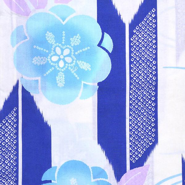 浴衣 レディース 単品 「白 矢絣に水色の花」 10代 20代 30代 40代 10代 20代 30代 40代 フリーサイズ yukata 【メール便不可】