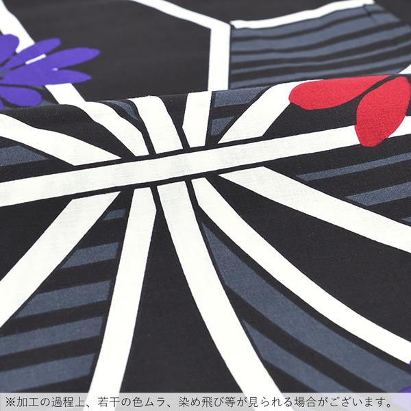 浴衣 レディース 単品 「黒地に麻の葉 マーガレット」 F フリーサイズ yukata 【メール便不可】
